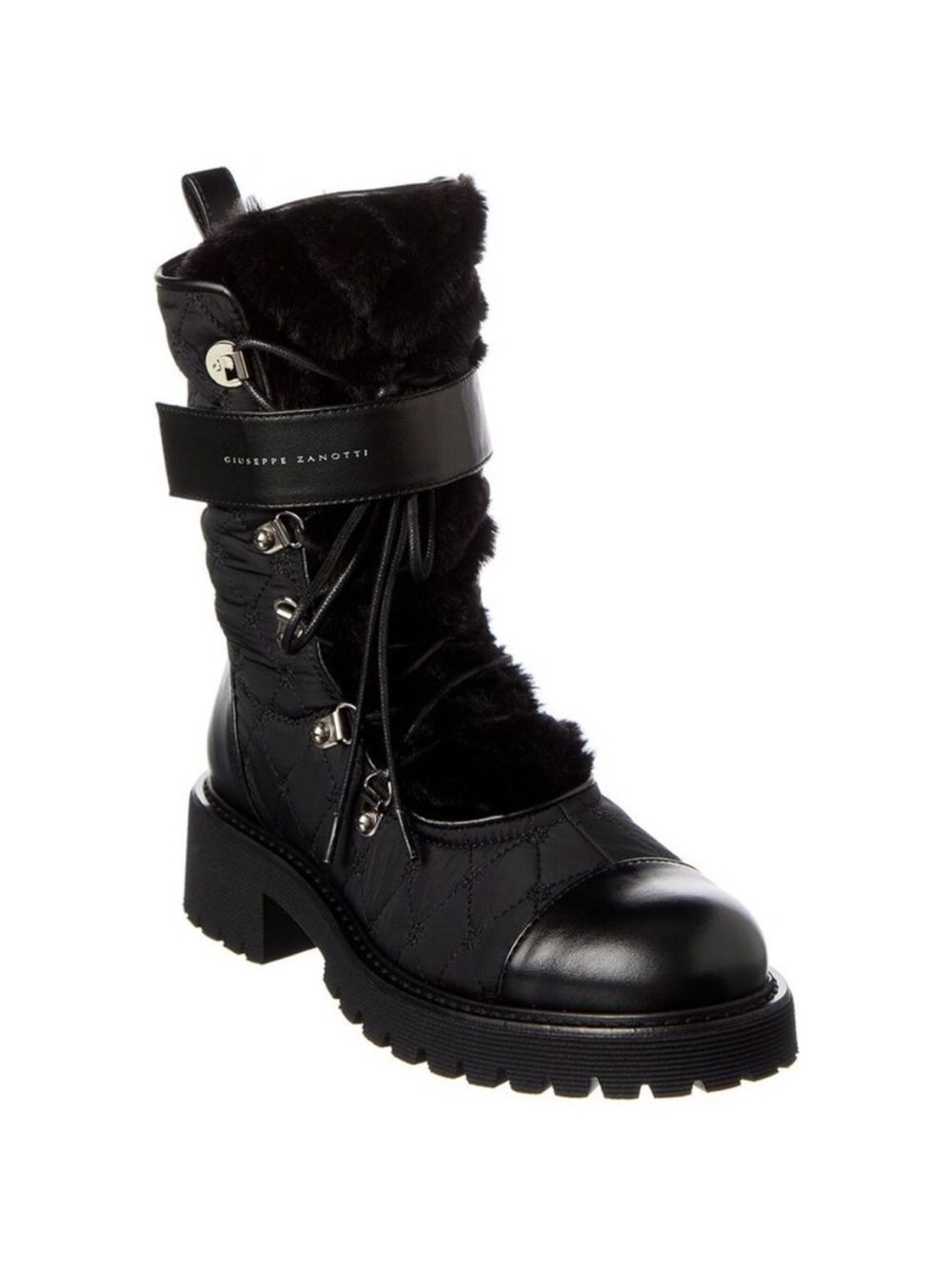 Giuseppe Zanotti Black Quilted Nylon & Leather Combat Boots - Size 38